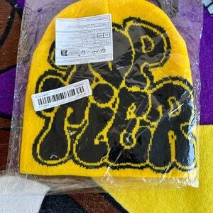 Yellow & Black Graphic Knit Beanie Hat - Bold Street Style
